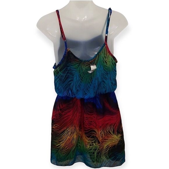 Body Central Multi Colored Rainbow Zebra Dress Summer Party Club medium M NWT - Picture 4 of 5